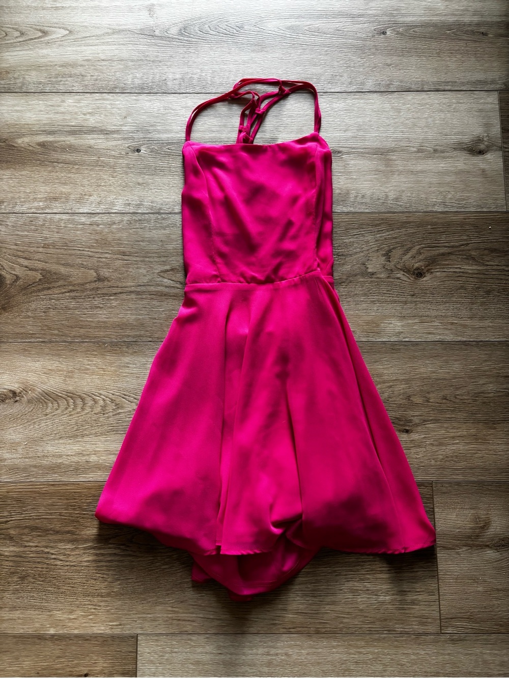 Charlotte Russe Bright Pink Halter Skater Dress
